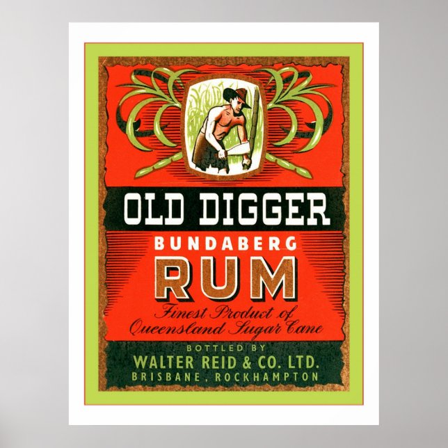 Vintage Australian Rum Advertising Poster (Framsidan)