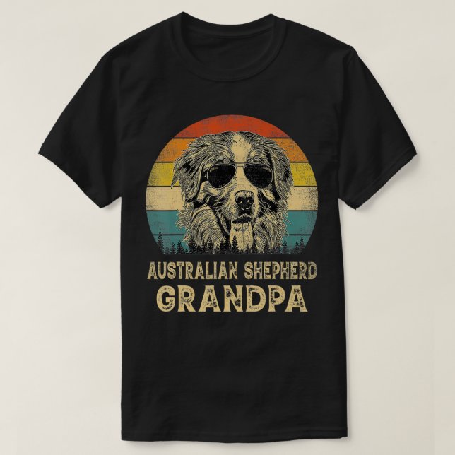 Vintage Australian shepherd Grandpa Hundälskares T T Shirt (Design framsida)