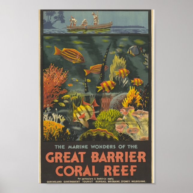 Vintage Australian Underbar Barrier Reef Travel Poster (Framsidan)