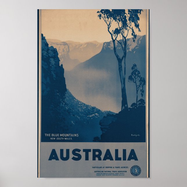Vintage Australien Blue Mountains New South Wales Poster (Framsidan)