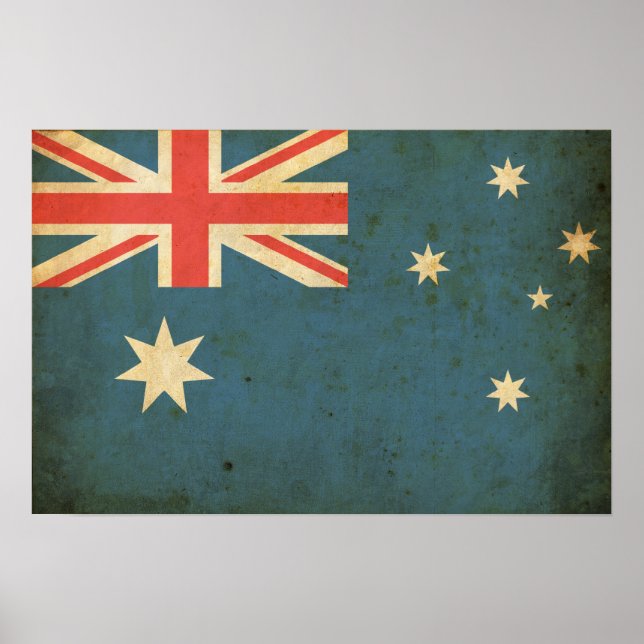 Vintage Australien Flagga Poster (Framsidan)