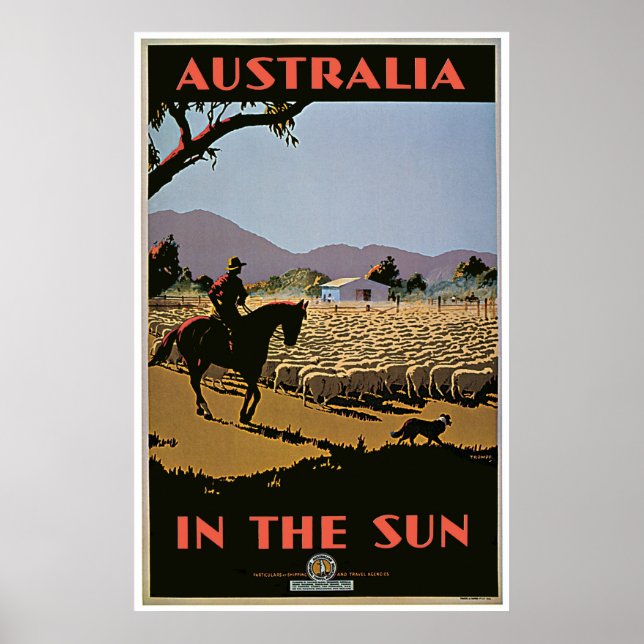 Vintage Australien i Sol Poster (Framsidan)