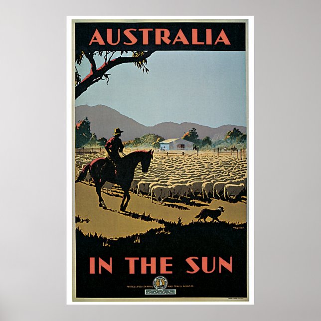 Vintage Australien i Sol Travel Poster (Framsidan)
