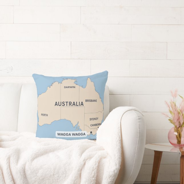 Vintage Australien Karta accentfyllning | Retro Tr Kudde (Soffa)