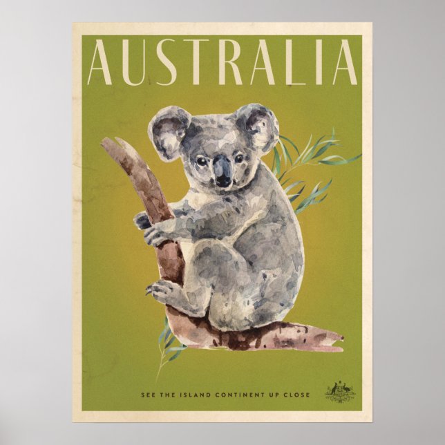 Vintage Australiens reseaffisch i Koala Poster (Framsidan)