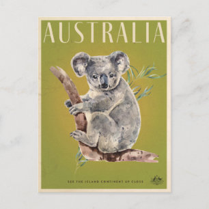 Vintage Australiens reseaffisch i Koala Vykort