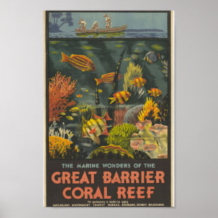 Vintage Australiens Underbarare barriärresa Poster