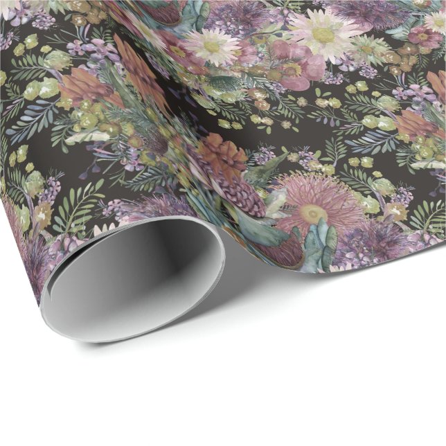 Vintage australiska vildblommor presentpapper (Rullad Hörn)