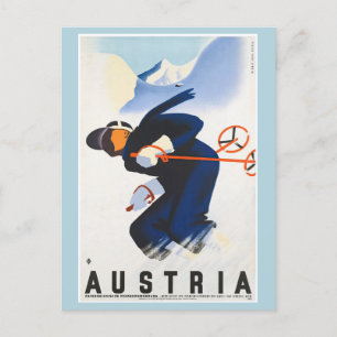Vintage Austria Alpernas Mountains Ski Travel Vykort