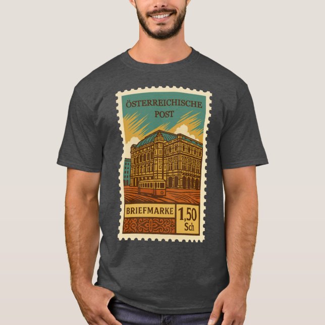 Vintage Austria Postage Stamp Shirt T (Framsida)