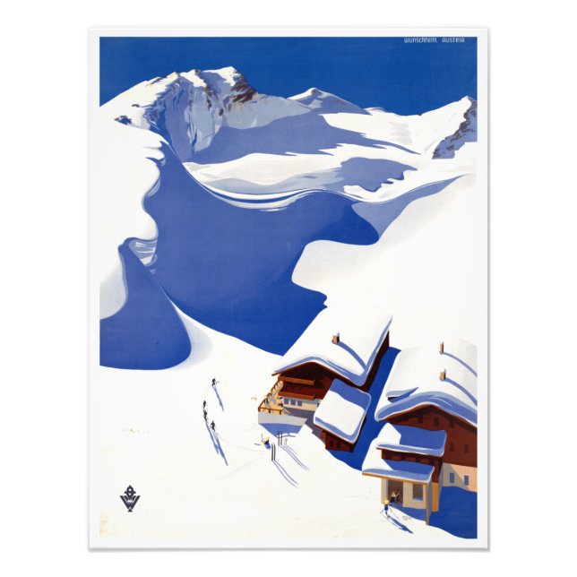 Vintage Austria Skiing Travel Poster (Framsidan)