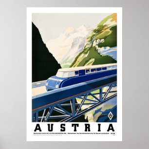 Vintage Austria Tåg Travel Poster Retro Alpine