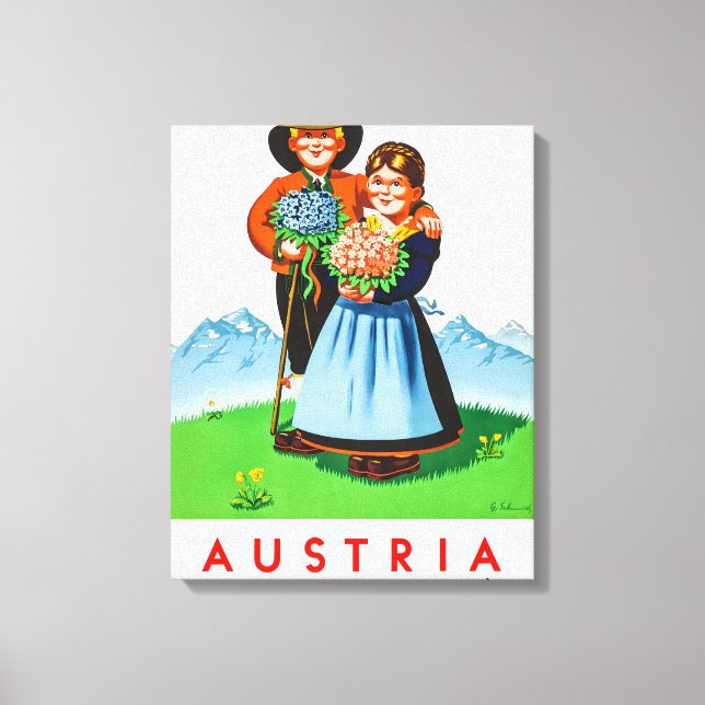 Vintage Austria Travel Poster Retro Canvastryck (Framsida)