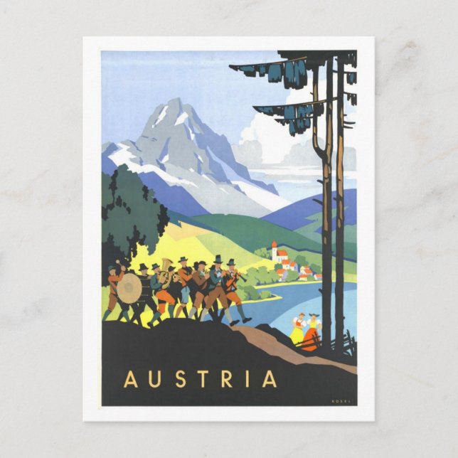 Vintage Austria Travel Poster Vykort (Framsida)