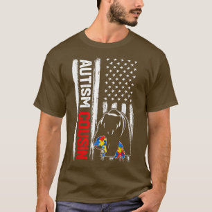 Vintage Autism Cousin Bear American Flagga Awarene T Shirt