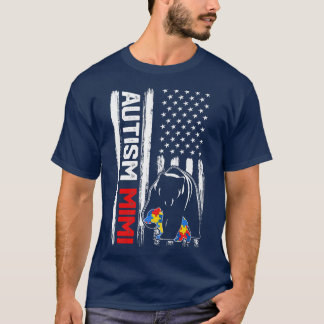 Vintage Autism Mimi Bear American Flag Awareness F T Shirt
