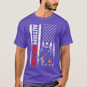 Vintage Autism Pepaw Bear American Flagga Awarenes T Shirt