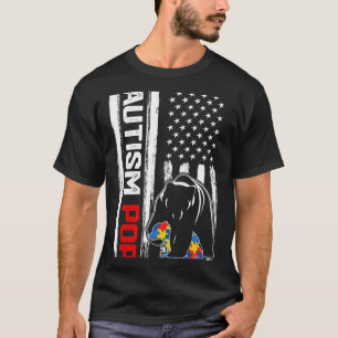 Vintage Autism Pop Bear American Flagga Awareness T Shirt