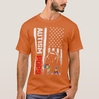 Vintage Autism Pops Bear American Flag Awareness F T Shirt