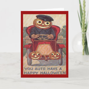 Vintage Auto Halloween Kort