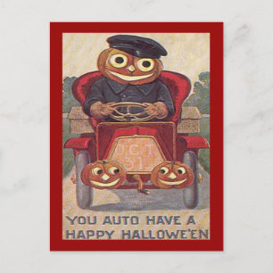 Vintage Auto Halloween Vykort