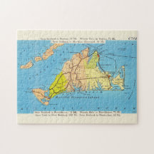 Vintage Auto Karta av Martha's Vineyard