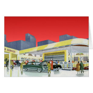 Vintage Auto Mechanics komplett bilservice garage Hälsningskort