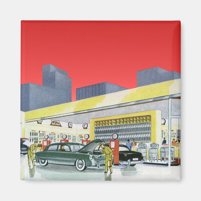 Vintage Auto Mechanics komplett bilservice garage Magnet (Framsidan)