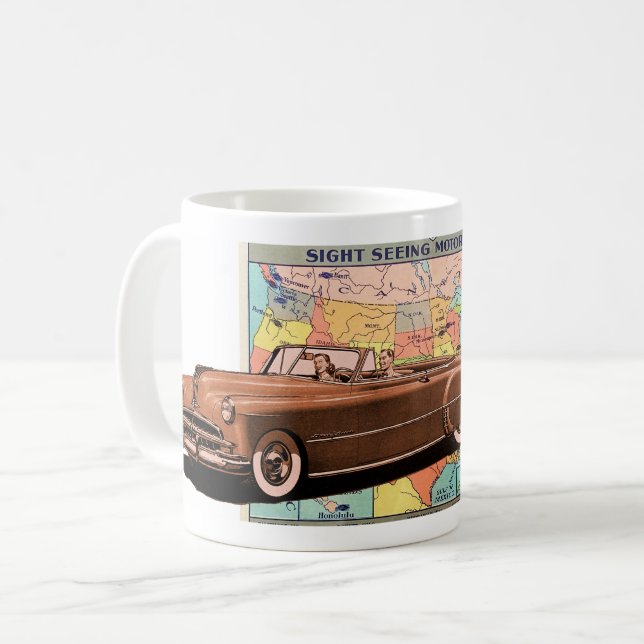 VINTAGE AUTO United STATER KARTA THEME Kaffemugg (Framsida vänster)