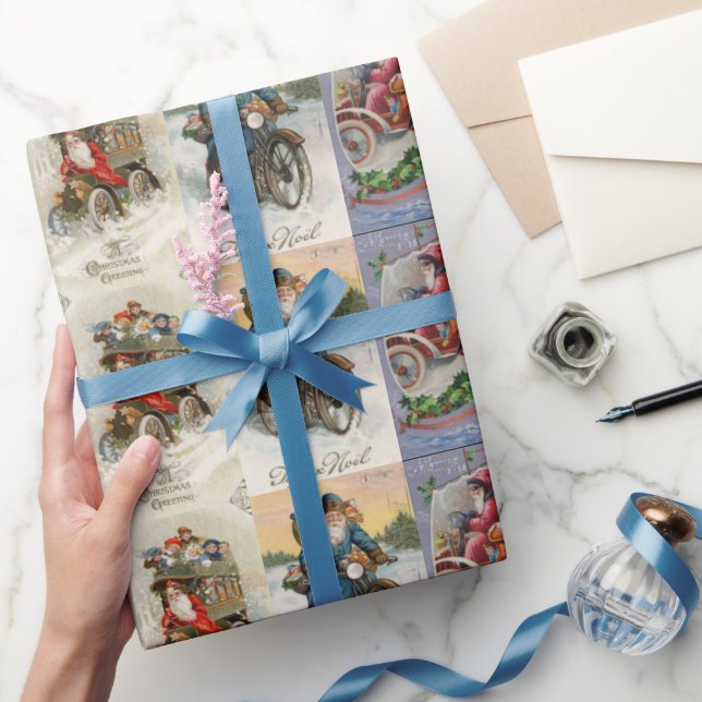 Vintage Automobile jultomte Presentpapper (Gifting)