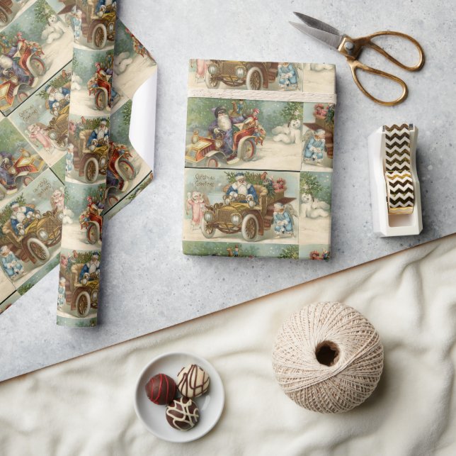 Vintage Automobile jultomte Presentpapper (Hantverk)