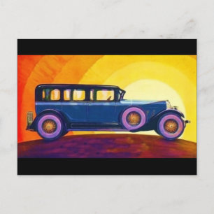 Vintage Automobile Rainbow Sunset Vykort