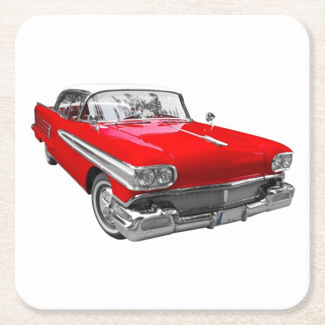 Vintage Automobile Underlägg Set Papper Kvadrat (Framsidan)