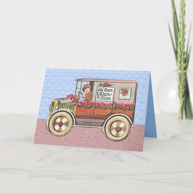 Vintage Automobile Valentine Day Helgkort (Framsida)
