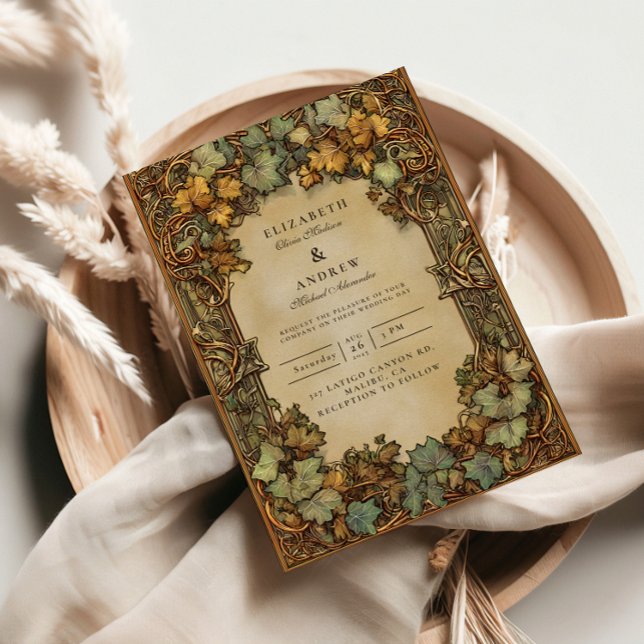 Vintage Autumn Botanical Wedding Inbjudningar (Skapare uppladdad)