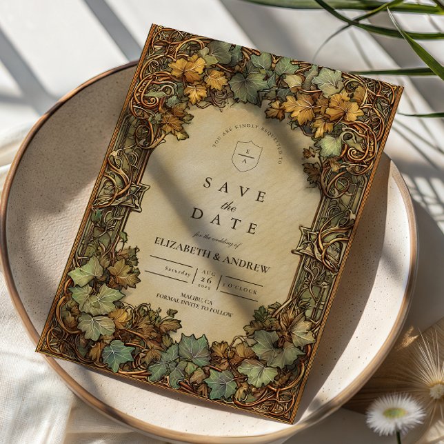 Vintage Autumn Botanical Wedding Spara Datumet (Skapare uppladdad)