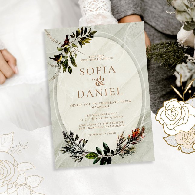 Vintage Autumn Foliage Bröllop Inbjudningar (Skapare uppladdad)