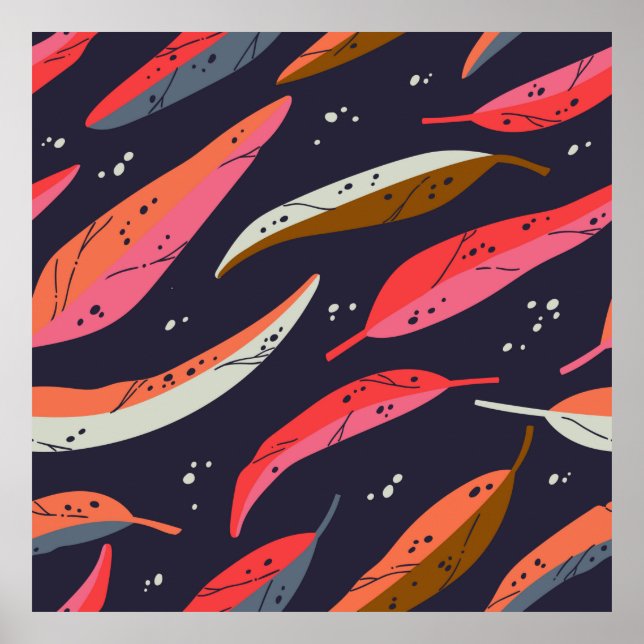 Vintage autumn leaf seamless pattern background. C Poster (Framsidan)