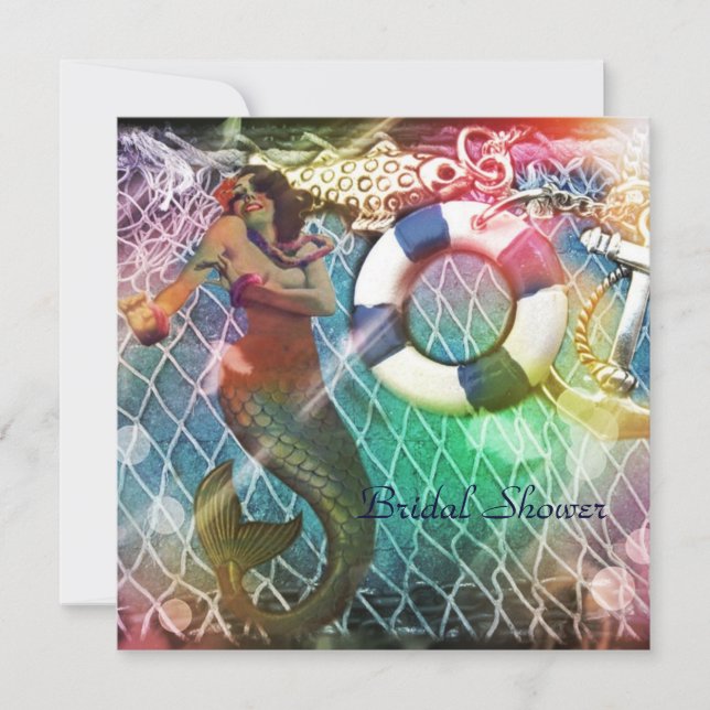 vintage av ankarsjöjungfruns strandmöhippa inbjudningar (Framsida)