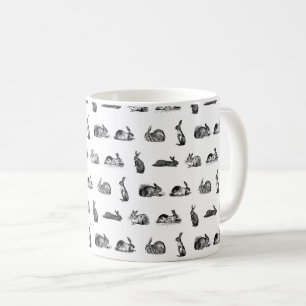 Vintage av antika kaniner Bunny Art ANPASSNINGSBAR Kaffemugg