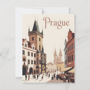 Vintage av astronimisk klocka i Prag Vykort