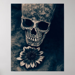 Vintage av blommor med skal Cyanotype gotiic Poster