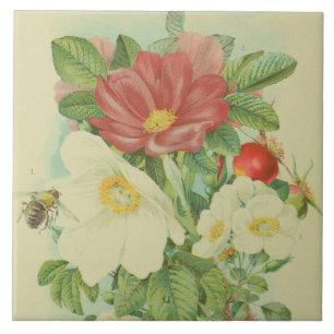 vintage av blommor och bindemedel kakelplatta