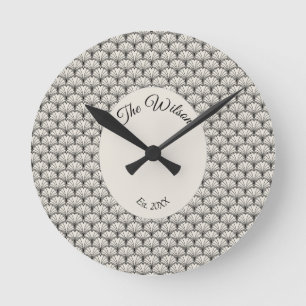 Vintage av Classy Mid Century Art Deco Round Clock Rund Klocka