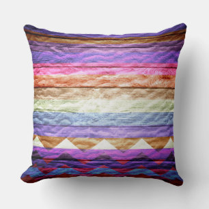 Vintage av Colorful Chevron Rand Wood #9 Kudde
