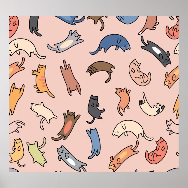 Vintage av dodlekatter Sömlös illustration Poster (Framsidan)
