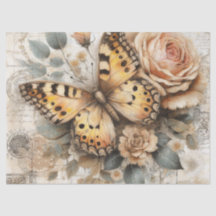 Vintage av elegant Rustic Blommigt Butterfly-avoup