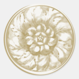 Vintage av elfenben Baroque Embossed look Seal Runt Klistermärke