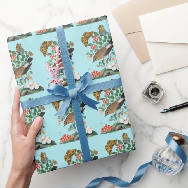 Vintage av fågel och fjäril presentpapper (Gifting)