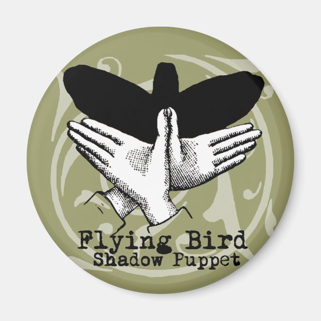 Vintage av fågelskugga Puppet Hand Magnet (Framsidan)